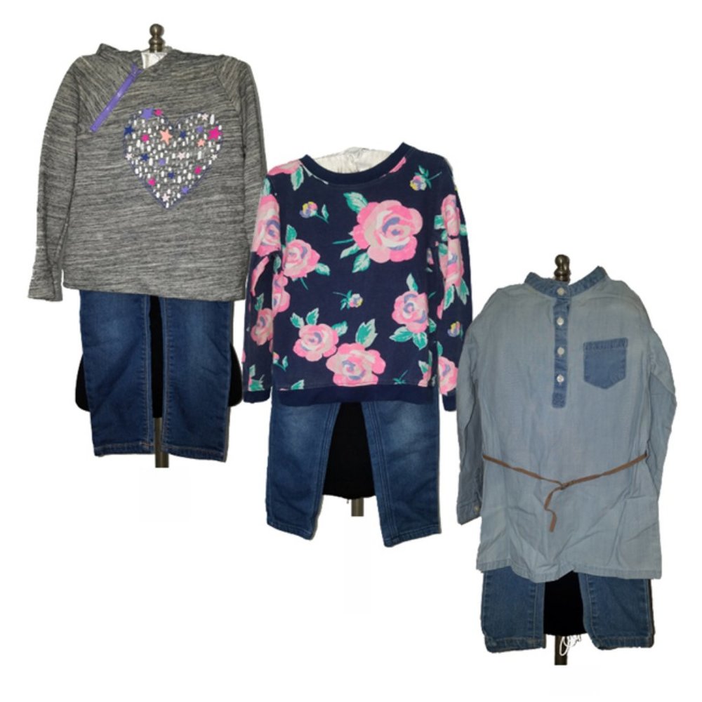 6 Piece Toddler Girls Separates Hoodie Sweatshirt Tunic Jeans 4